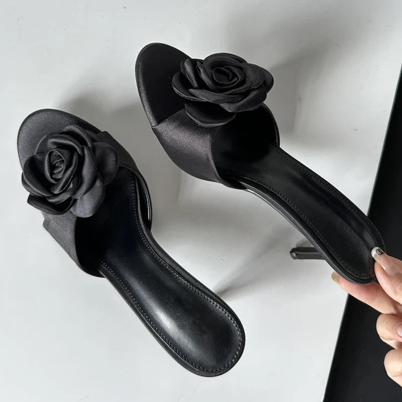 Summer Fashion Narrow Band Party Stripper Slippers Mules Slides Shoes Low Heel Pumps