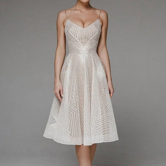 Elegant Luxury Long Formal Party Midi Dress