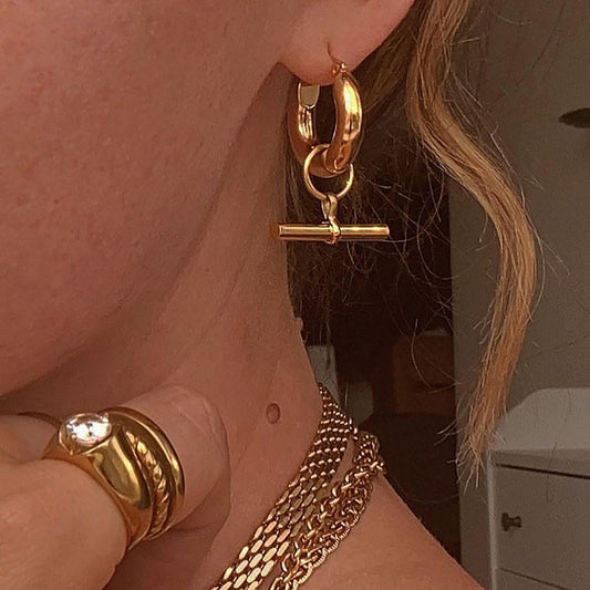 Ensa Circle and Bar Hoop Earrings