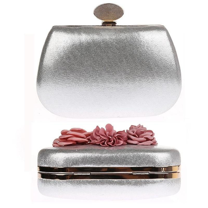 Exquisite Flower Female Clutches Lady Evening Bag For Wedding Banquet Party Purse Female Gold Blue Handbags