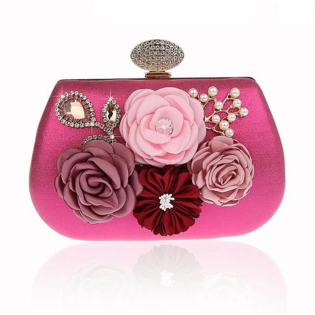 Exquisite Flower Female Clutches Lady Evening Bag For Wedding Banquet Party Purse Female Gold Blue Handbags