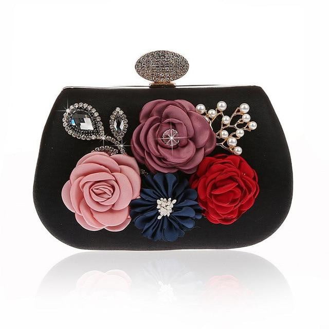 Exquisite Flower Female Clutches Lady Evening Bag For Wedding Banquet Party Purse Female Gold Blue Handbags