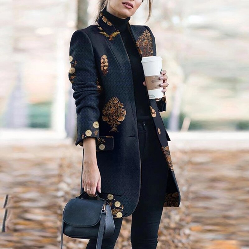 Plaid Printing Long Thin Coat