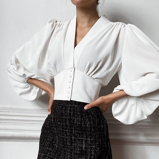 Béatrice Puff Sleeve Empire Blouse - 2 Colors