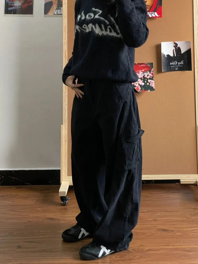 Black Cargo Japanese Streetwear Oversize Grunge Pant
