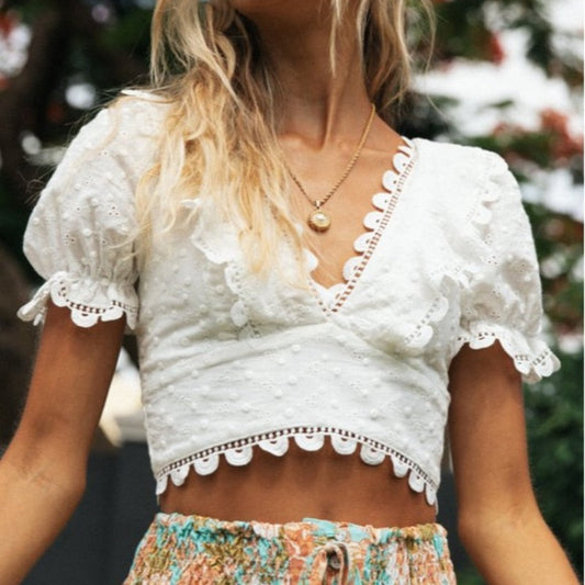 Vintage Tassel Lace Beach Blouse