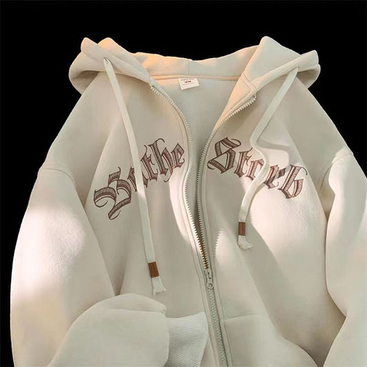 Letter Embroidered Oversized Hoodie
