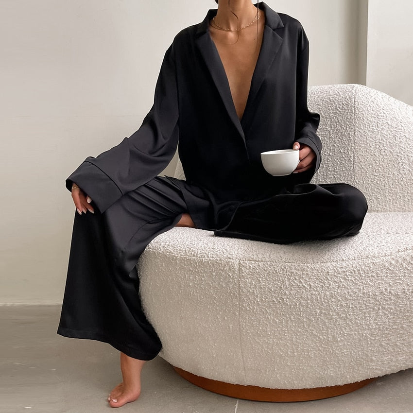 Hillary Oversized Satin Silk Pajama Set