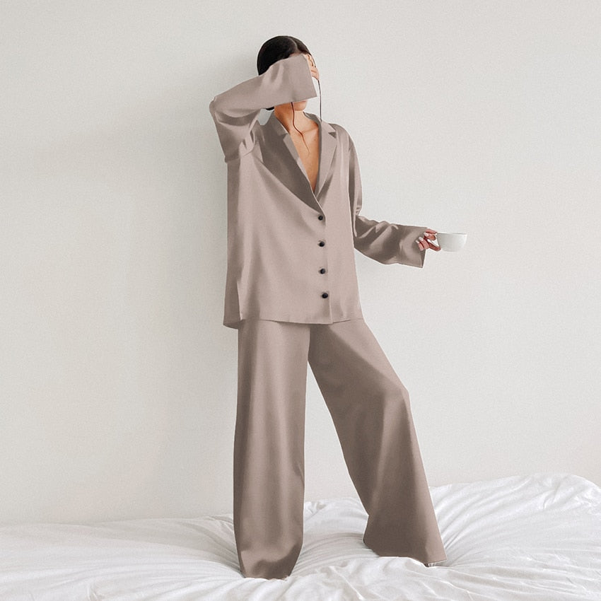 Hillary Oversized Satin Silk Pajama Set