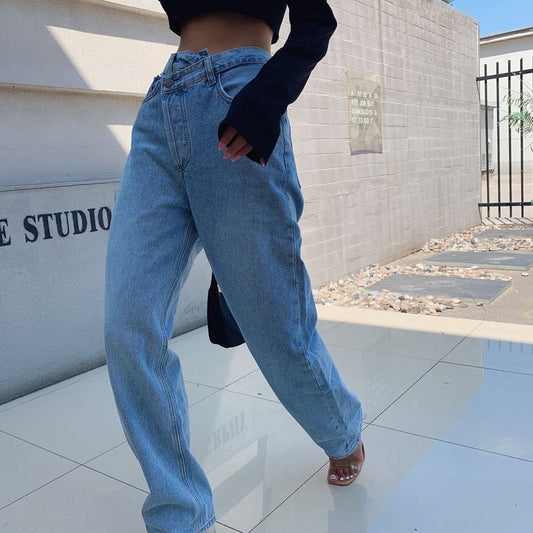 Jamie Side Fly Boyfriend Jeans - Black or Blue