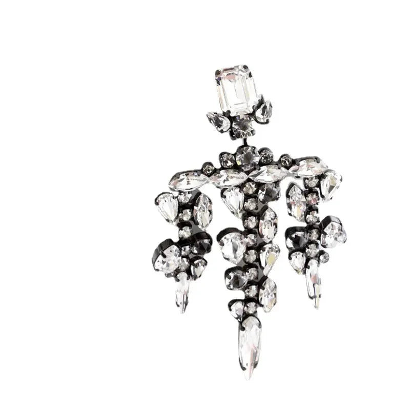 Jumbo Rhinestone Crystal Tassel Drop Earrings
