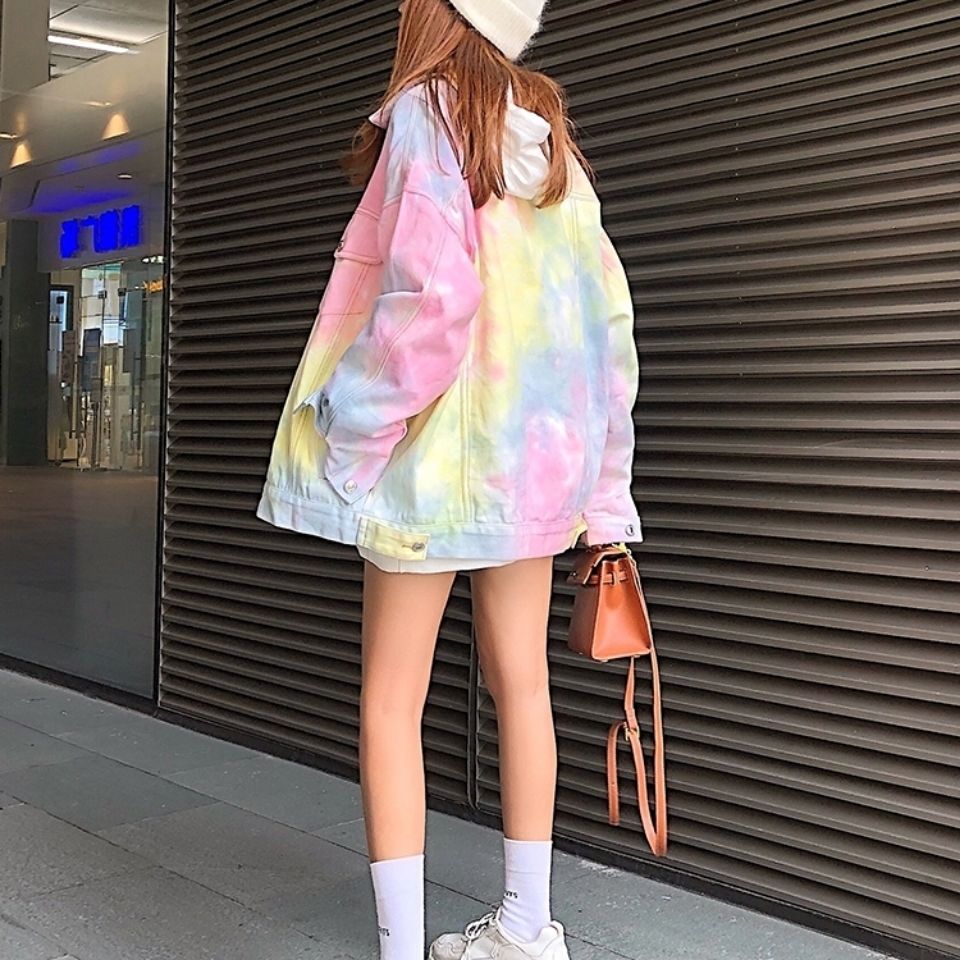 Klaudia Candy Color Tie-Dye Denim Jacket
