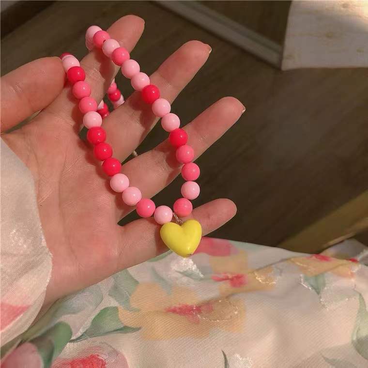 Lorie Candy Color Sweet Heart Pendant Necklaces