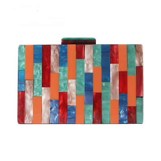 Acrylic Women Cute Evening Bags Colorful Patchwork Party Handbags