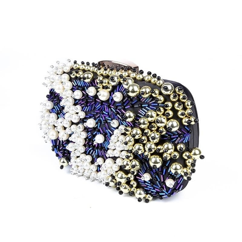Black Evening Bag Beaded Diamond Clutch
