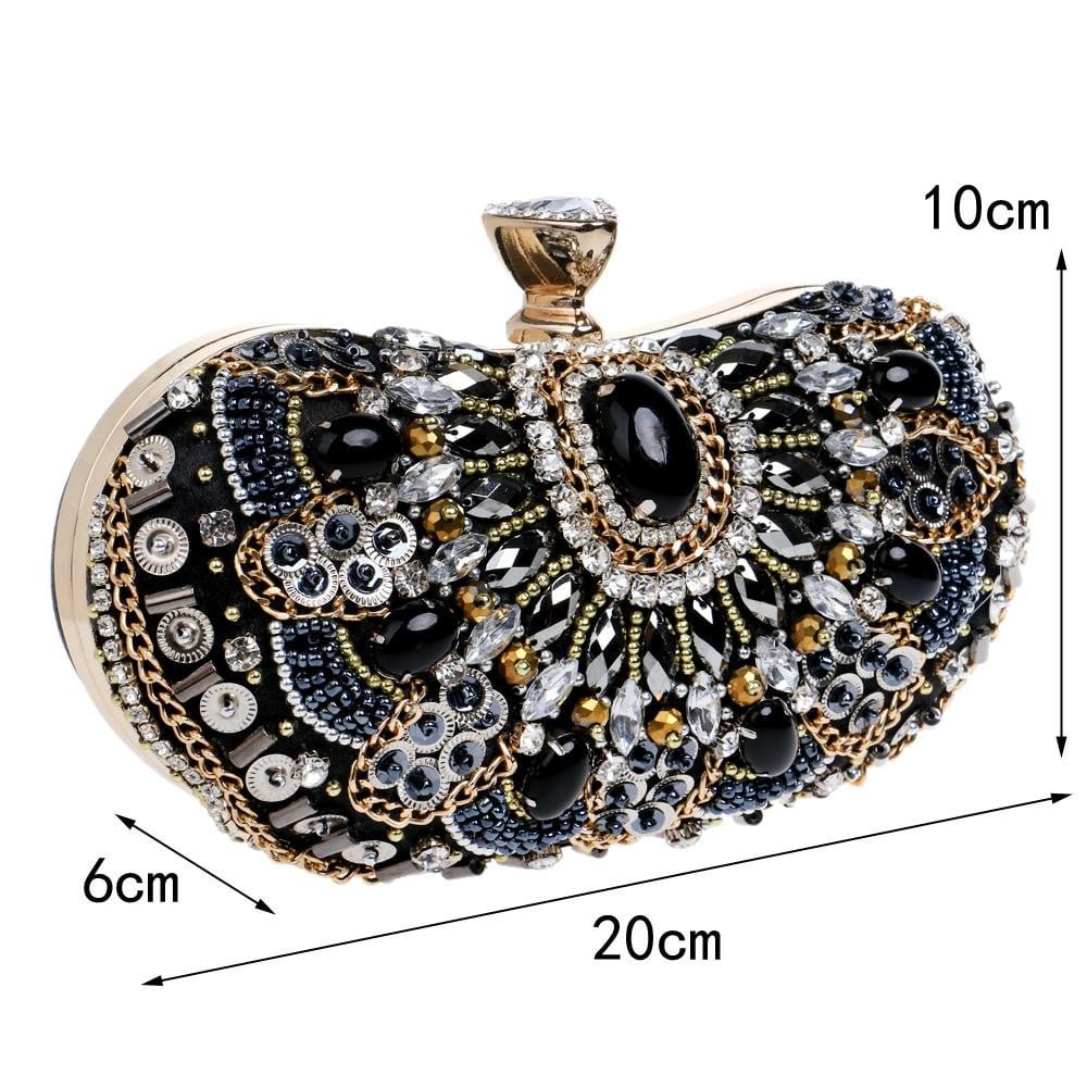 Black Evening Bag Sparkly Beaded Clutch