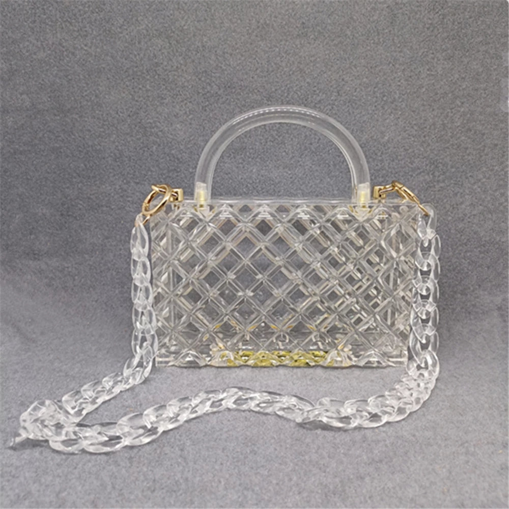 Clear Acrylic Box Evening Bag Women Summer Handle Clutch Purses