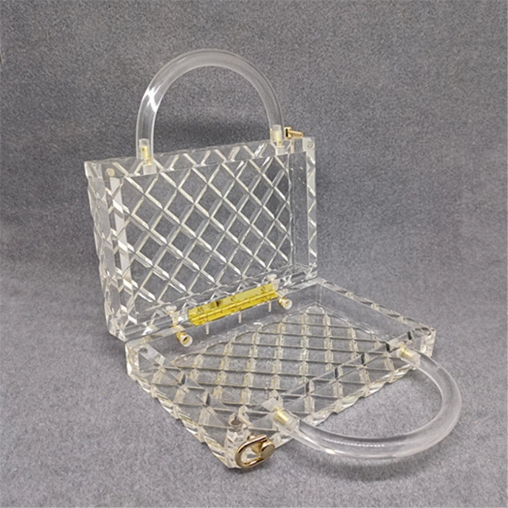 Clear Acrylic Box Evening Bag Women Summer Handle Clutch Purses