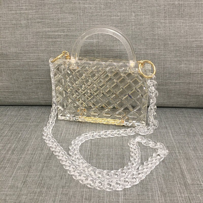 Clear Acrylic Box Evening Bag Women Summer Handle Clutch Purses