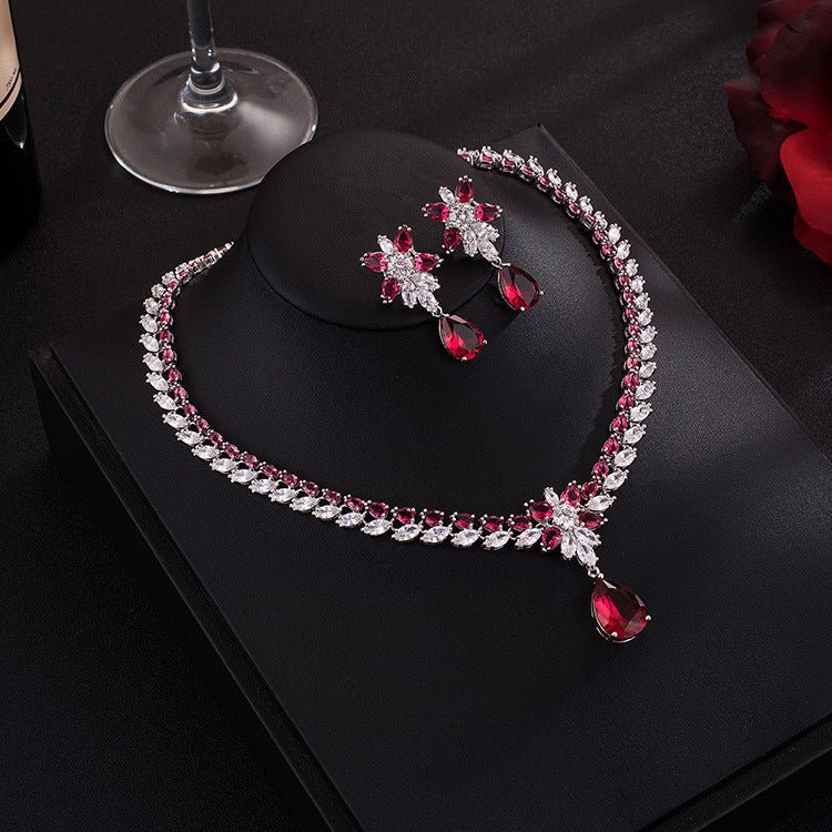 Cubic Zirconia Wedding Jewelry Sets Pendant Necklace For Bridal