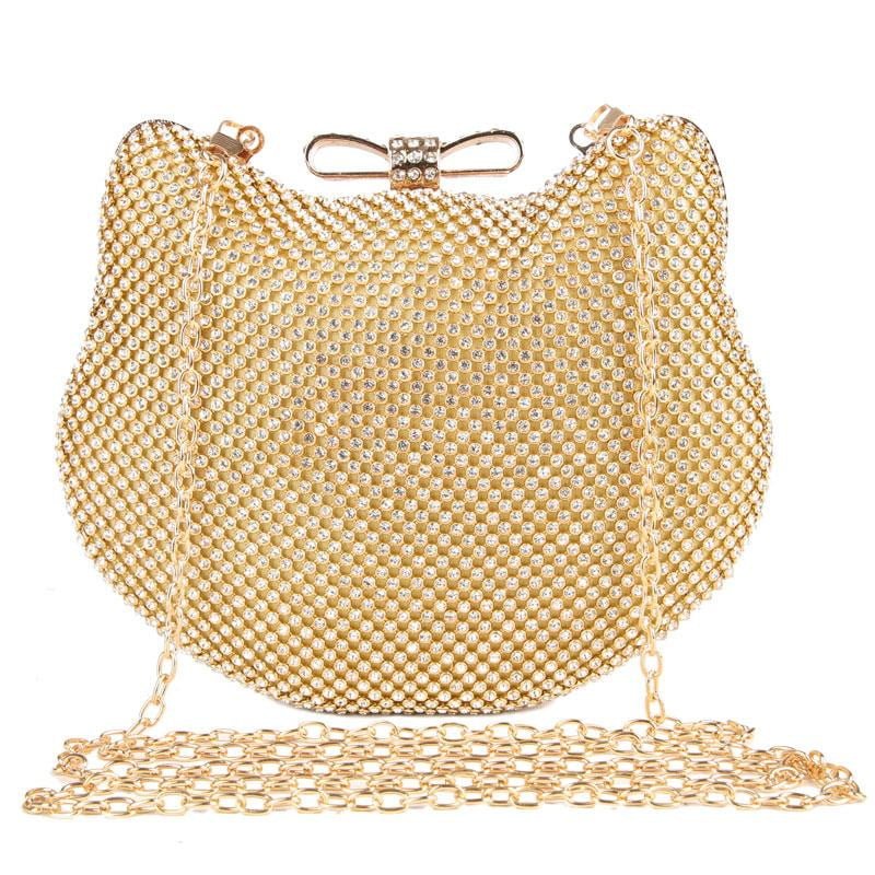Diamond Evening Bags Cat Head Rhinestone Clutches