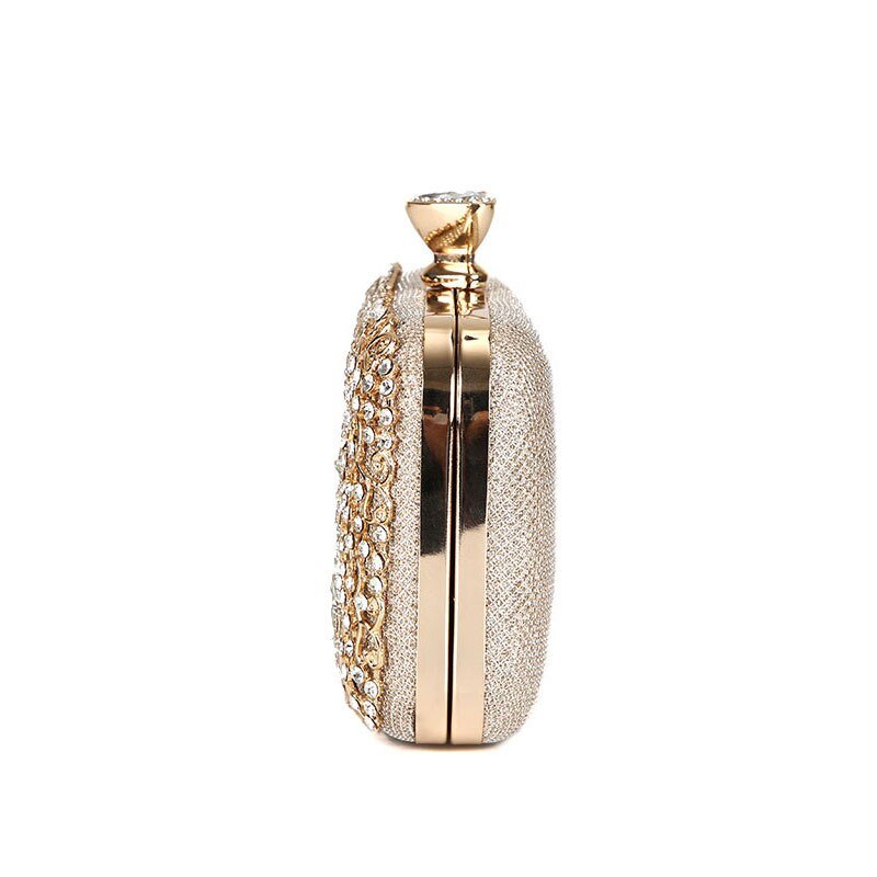 Diamond Flower Evening Purse Minaudiere Clutch Bag with Handle
