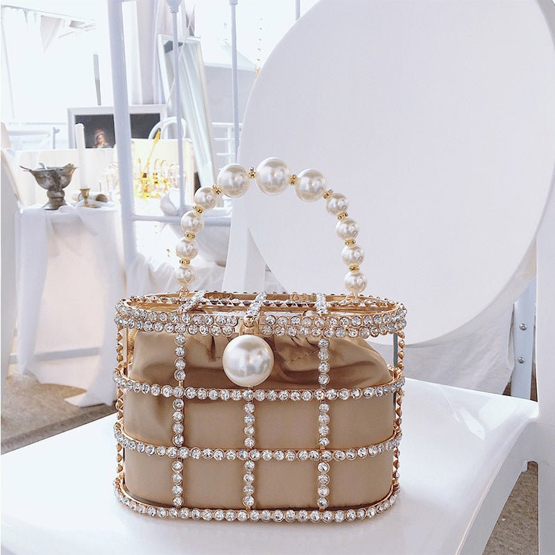 Diamonds Hollow Out Evening Clutch Bags Pearl Beaded Handbags