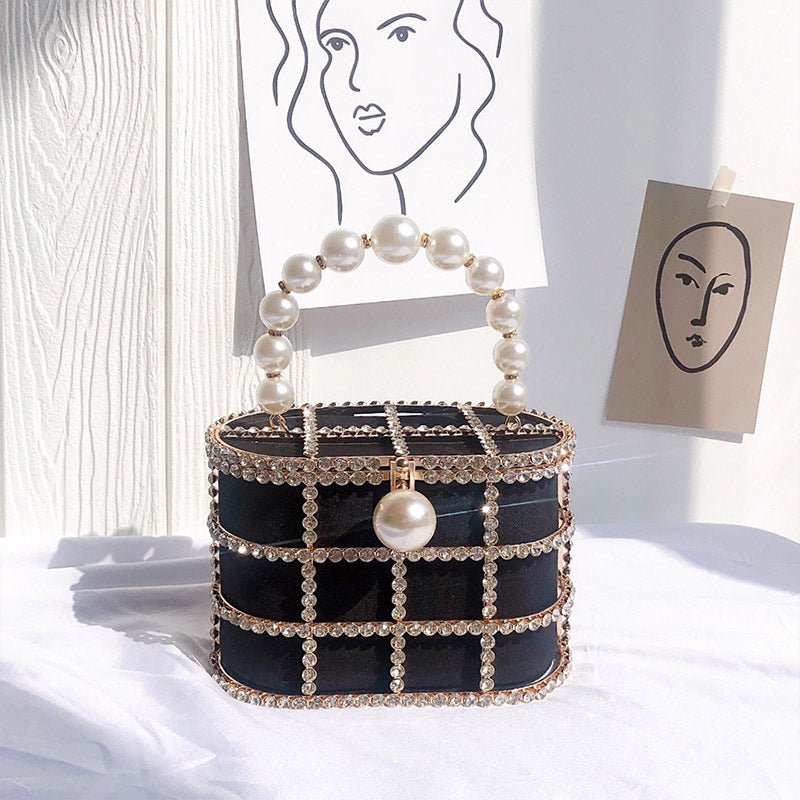 Diamonds Hollow Out Evening Clutch Bags Pearl Beaded Handbags