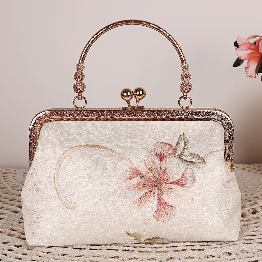 Elegant Flower Embroidered Wedding Clutch Purse