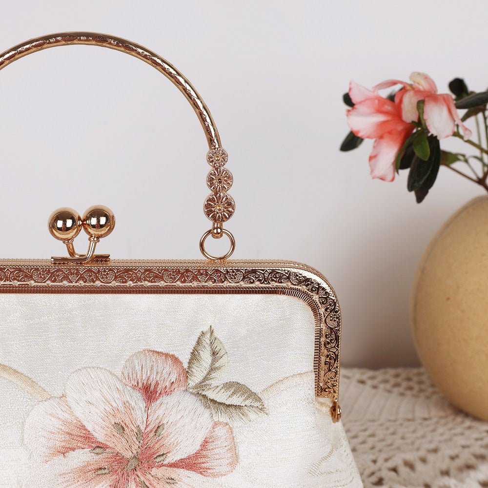 Elegant Flower Embroidered Wedding Clutch Purse