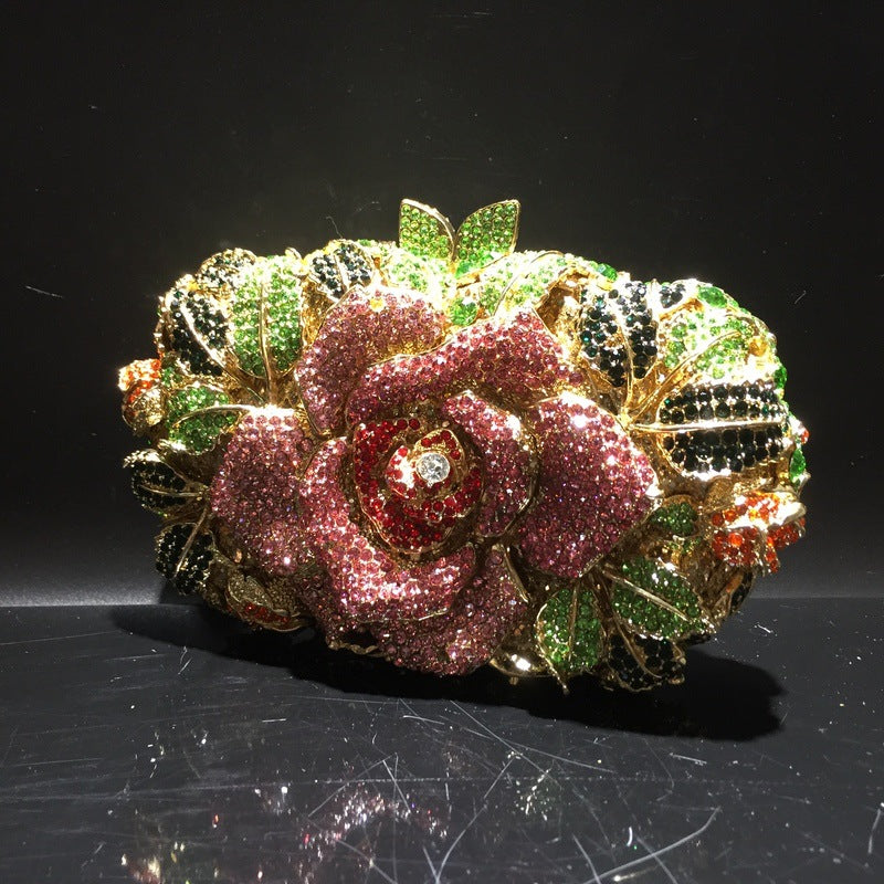 Exquisite Rhinestone Clutch Flower Purse For Wedding
