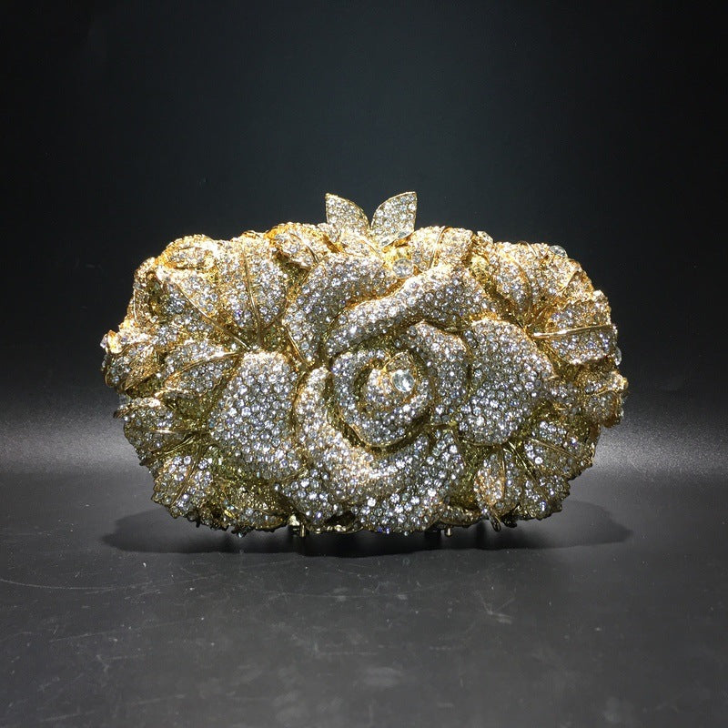 Exquisite Rhinestone Clutch Flower Purse For Wedding