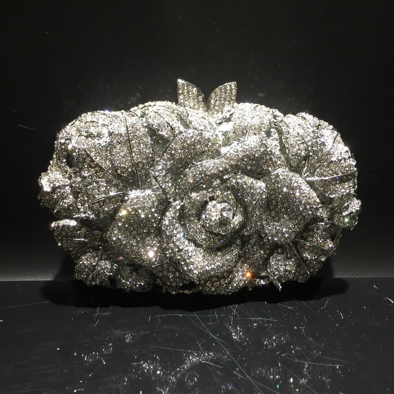 Exquisite Rhinestone Clutch Flower Purse For Wedding