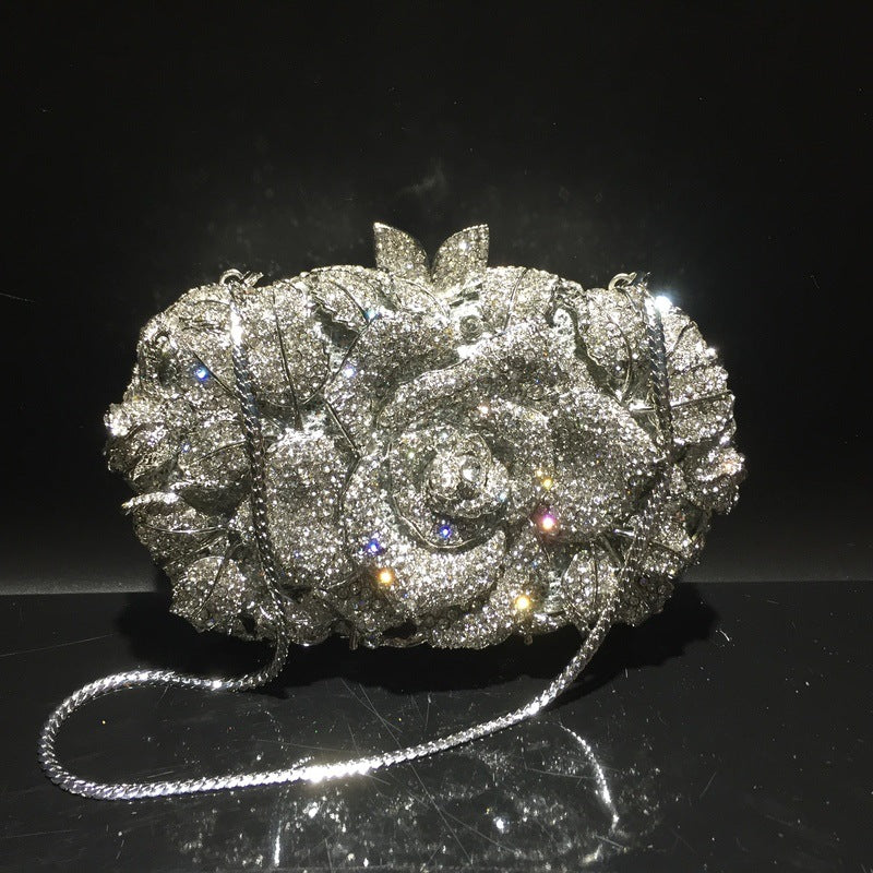 Exquisite Rhinestone Clutch Flower Purse For Wedding