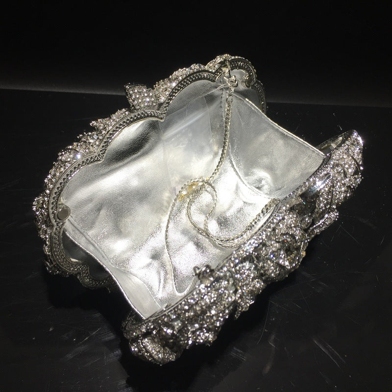 Exquisite Rhinestone Clutch Flower Purse For Wedding