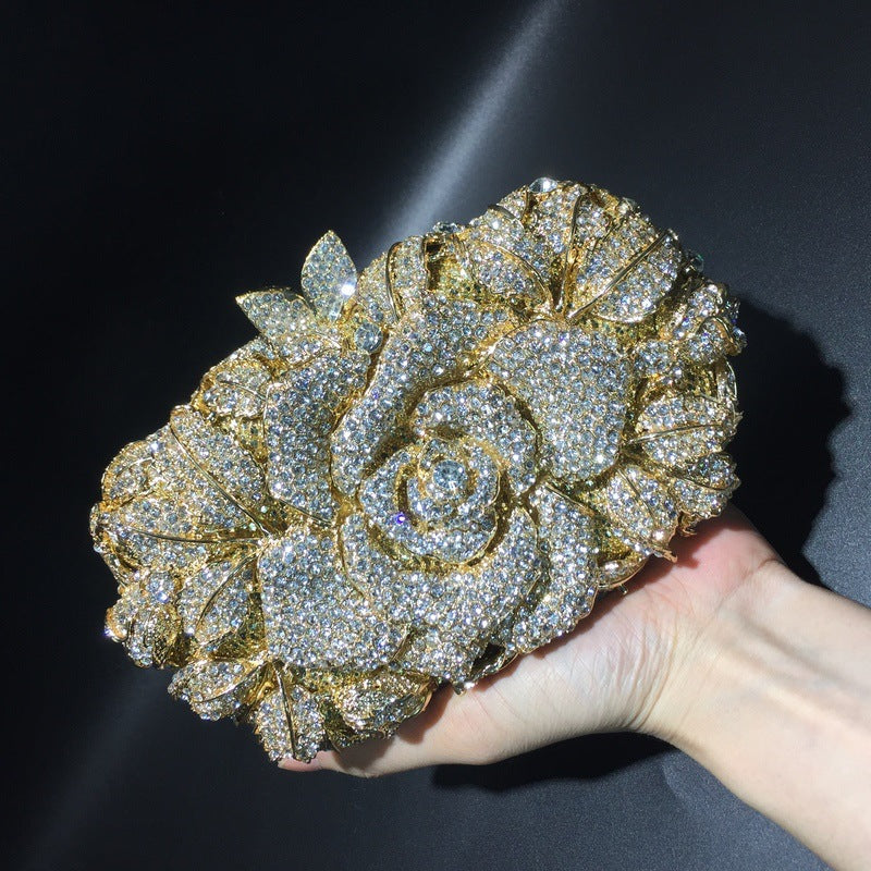 Exquisite Rhinestone Clutch Flower Purse For Wedding