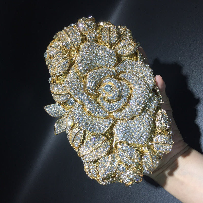 Exquisite Rhinestone Clutch Flower Purse For Wedding