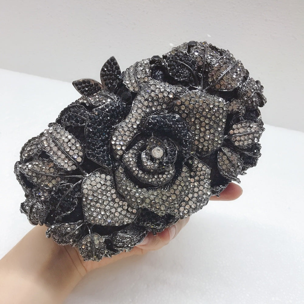 Exquisite Rhinestone Clutch Flower Purse For Wedding