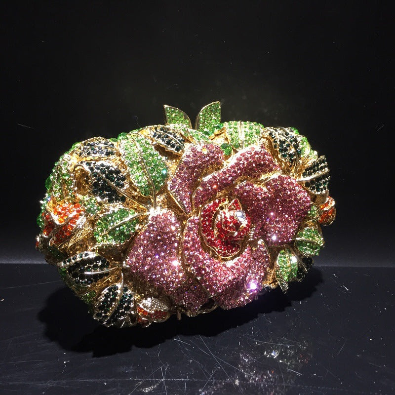 Exquisite Rhinestone Clutch Flower Purse For Wedding