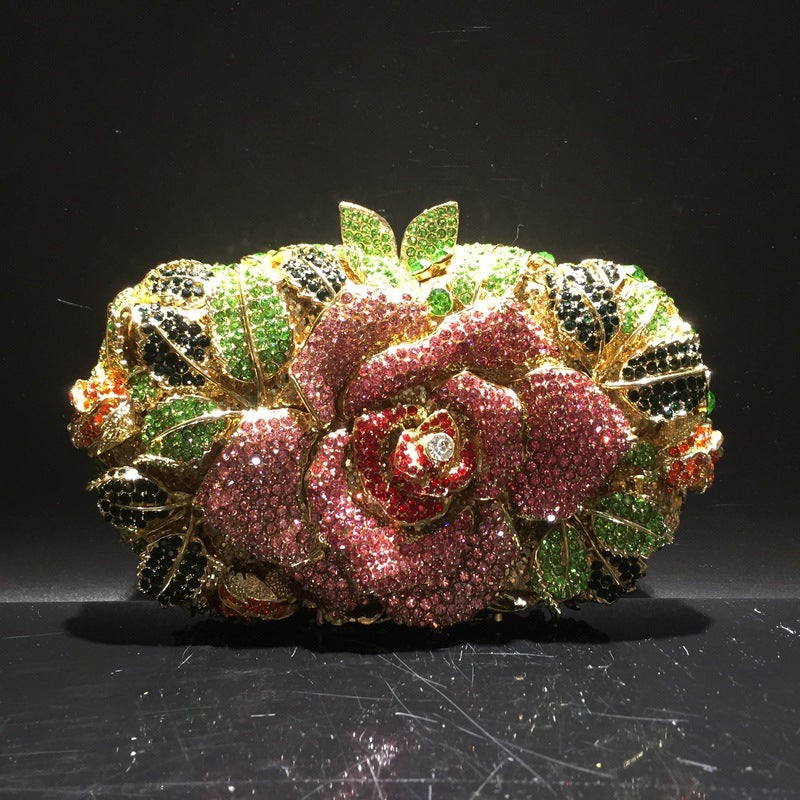 Exquisite Rhinestone Clutch Flower Purse For Wedding