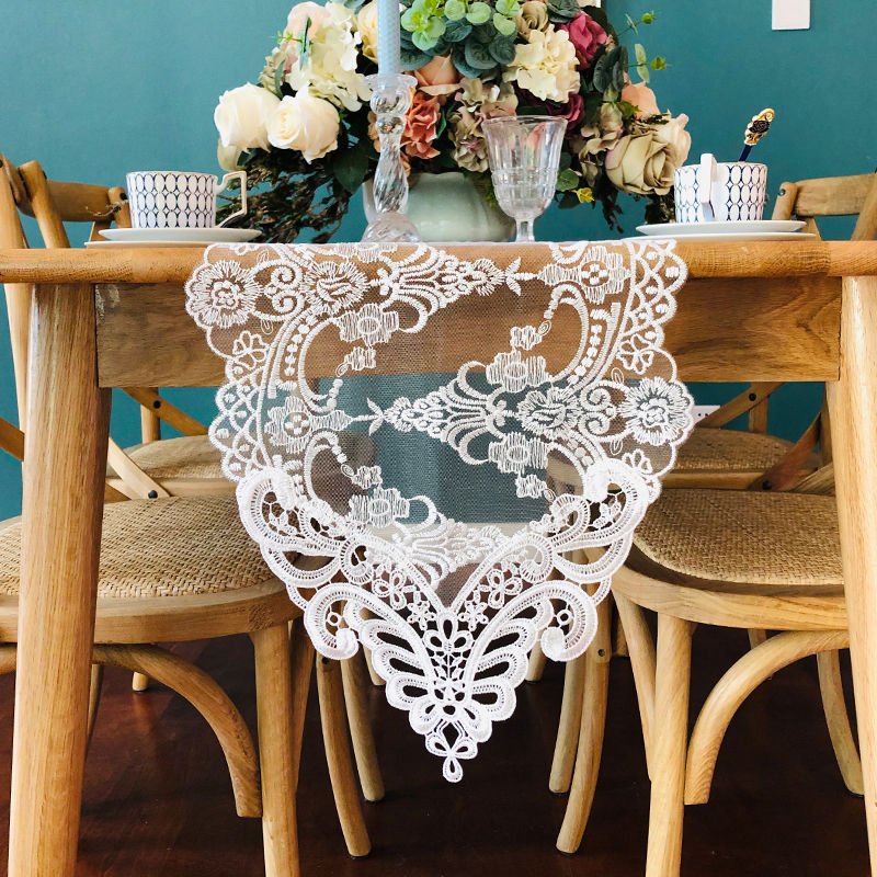 Farmhouse Table Runner Elegant Lace Party Wedding Table Covers
