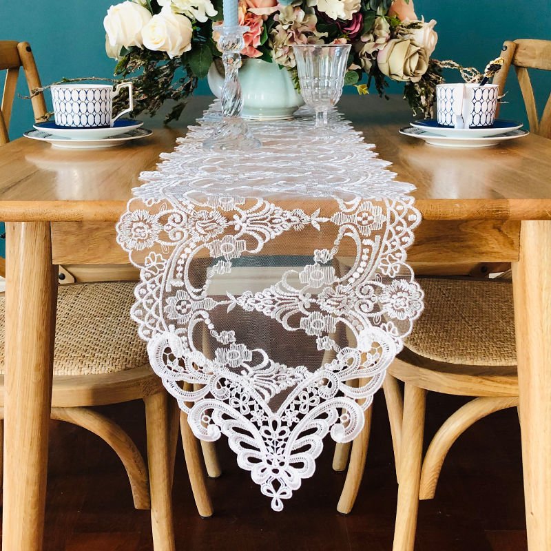 Farmhouse Table Runner Elegant Lace Party Wedding Table Covers
