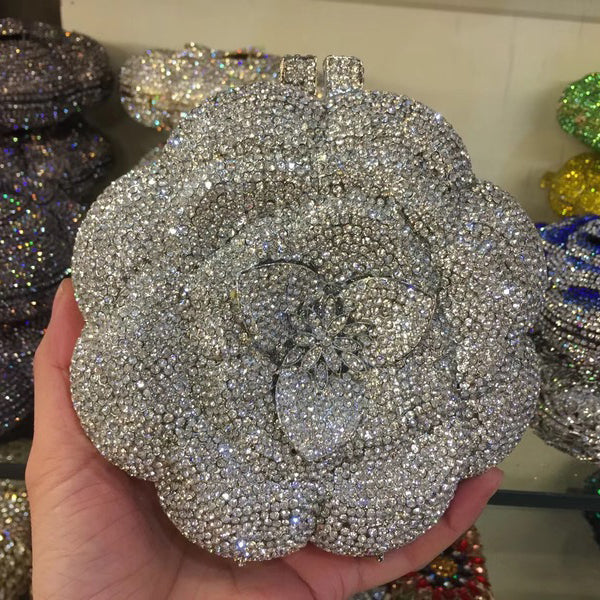 Flower Luxury Rhinestone Clutch Purse for Wedding
