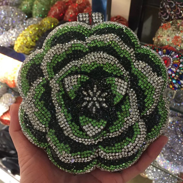Flower Luxury Rhinestone Clutch Purse for Wedding