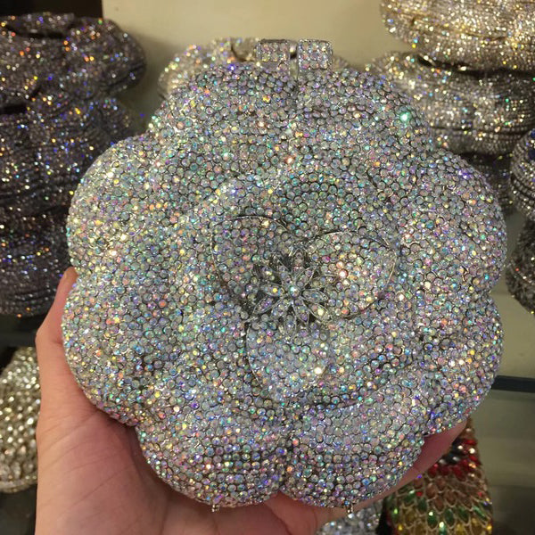 Flower Luxury Rhinestone Clutch Purse for Wedding
