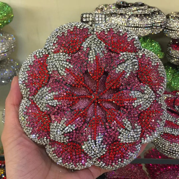Flower Luxury Rhinestone Clutch Purse for Wedding