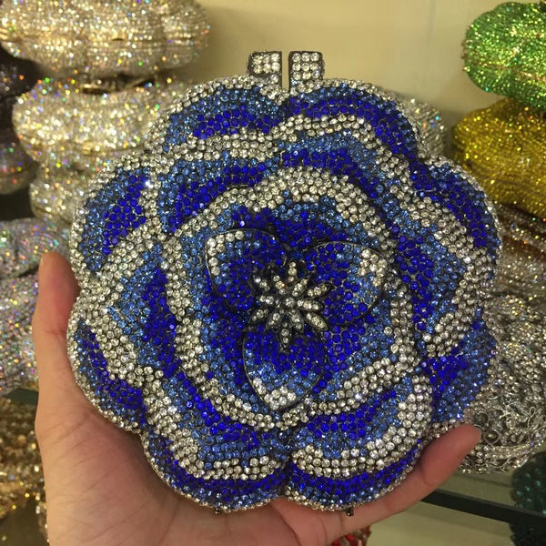 Flower Luxury Rhinestone Clutch Purse for Wedding