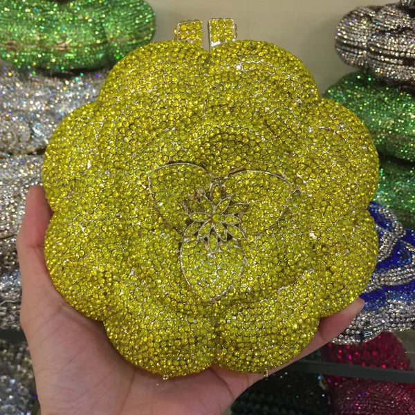 Flower Luxury Rhinestone Clutch Purse for Wedding