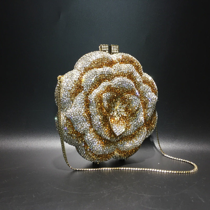 Flower Luxury Rhinestone Clutch Purse for Wedding