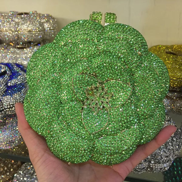 Flower Luxury Rhinestone Clutch Purse for Wedding